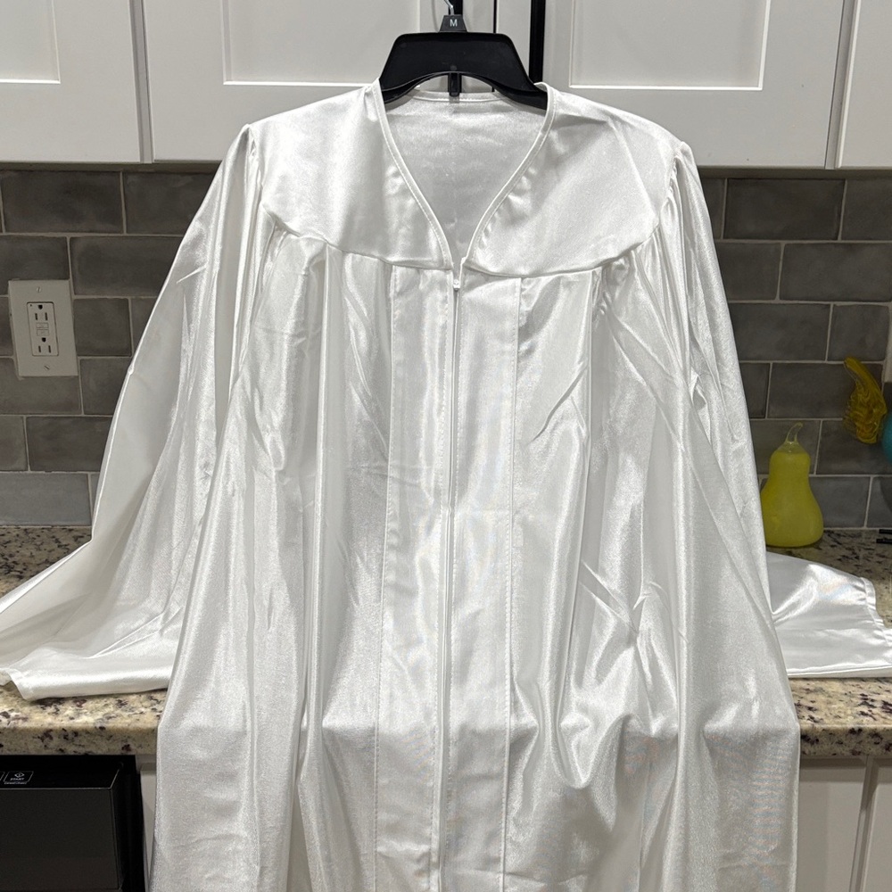 White graduation gown unisex boys or girls zip up ladies men’s